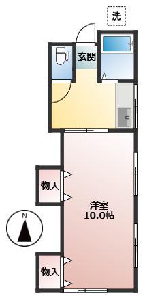 カトレア荘(1K/2階)の間取り写真