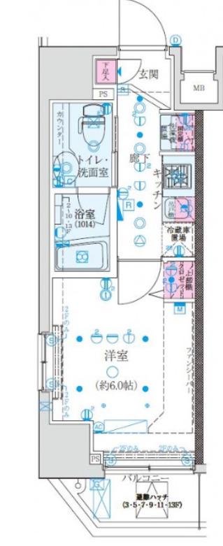 クレイシア巣鴨駅前(1K/11階)の間取り写真