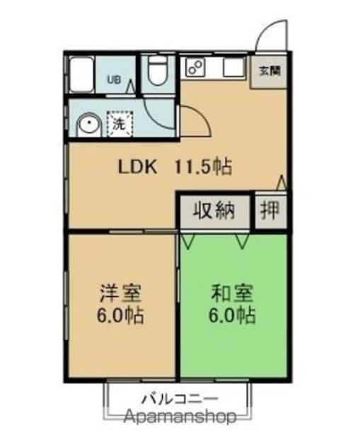 常心ハイツ I(2LDK/2階)の間取り写真