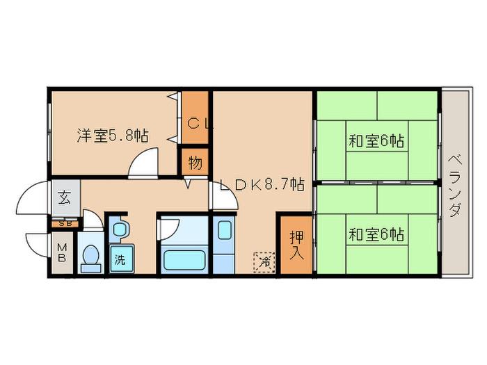 第2エバーグレース音羽(3LDK/3階)の間取り写真