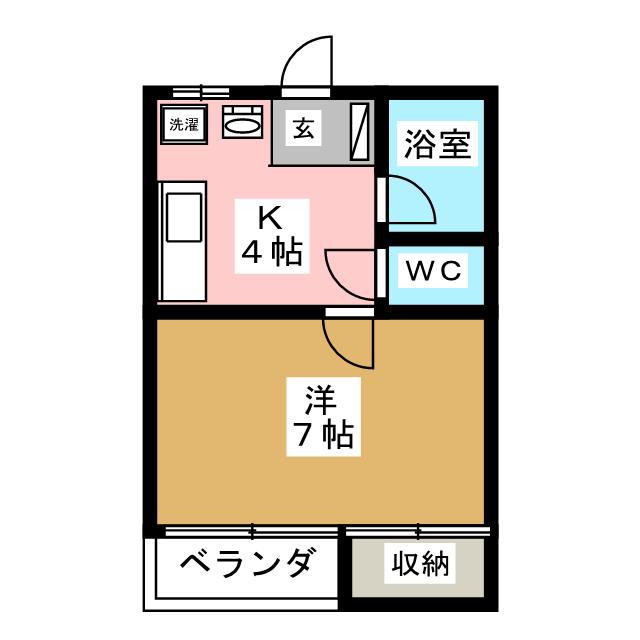 コーポワカツキ(1K/2階)の間取り写真