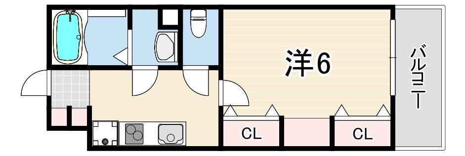 リブリ・中山手(1K/3階)の間取り写真