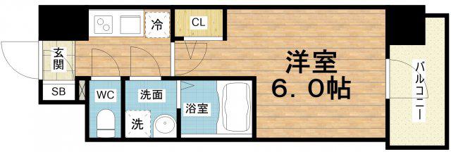 エスリード弁天町グランツ(1K/11階)の間取り写真