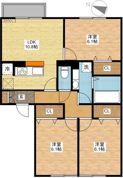 ウィット深堀(3LDK/1階)の間取り写真
