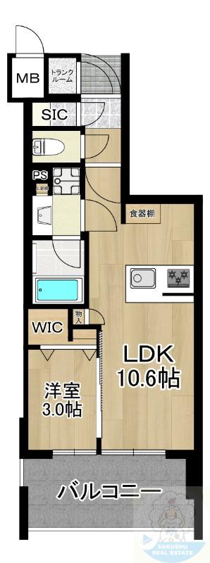 デュオヴェール薬院EST(1LDK/4階)の間取り写真