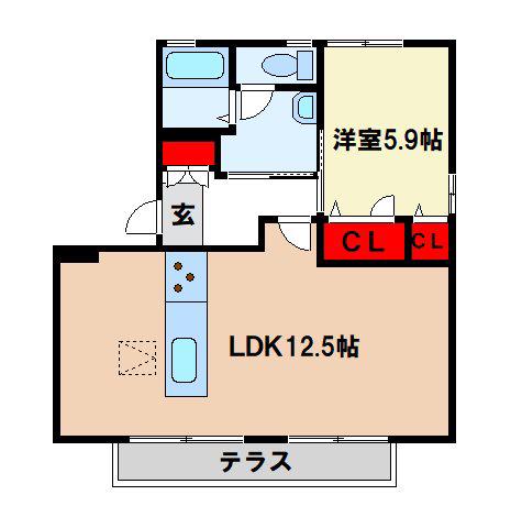 アーナリ壱番館(1LDK/1階)の間取り写真