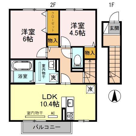 メゾン・ラフィーネ(2LDK/2階)の間取り写真