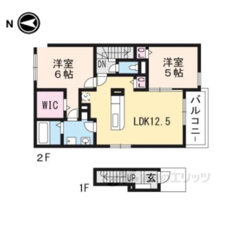 シーダーパルⅡ(2LDK/2階)の間取り写真