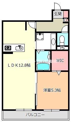 ヴィレッタ勝山南(1LDK/3階)の間取り写真