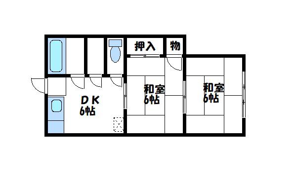 コーポセブン(2DK/2階)の間取り写真