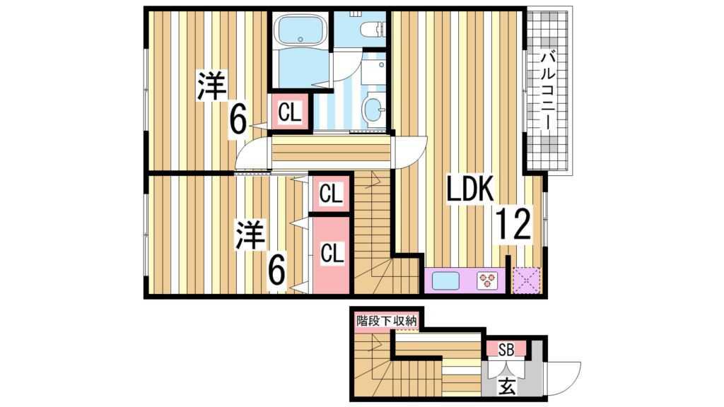 アルトピアーノ北神戸II(2LDK/2階)の間取り写真