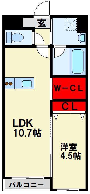 REGNO永犬丸(1LDK/1階)の間取り写真