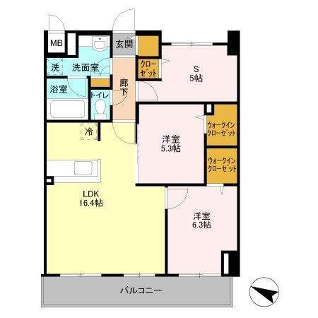 GRAN COURT YONO(2SLDK/6階)の間取り写真