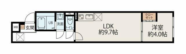 スカイヒルズ徳丸(1LDK/2階)の間取り写真