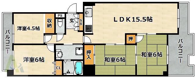 ハイム北鈴蘭(4LDK/3階)の間取り写真