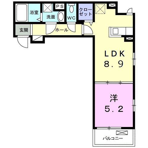 アマネセル(1LDK/2階)の間取り写真