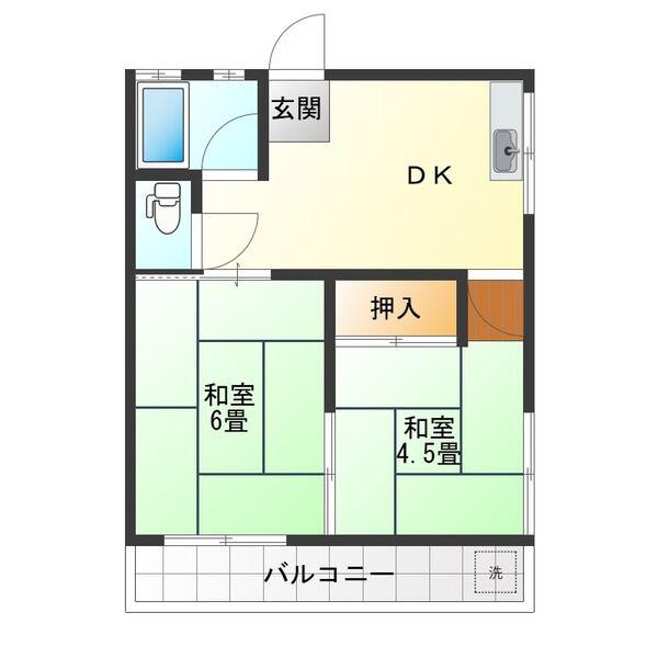 山喜多コーポ(2DK/1階)の間取り写真