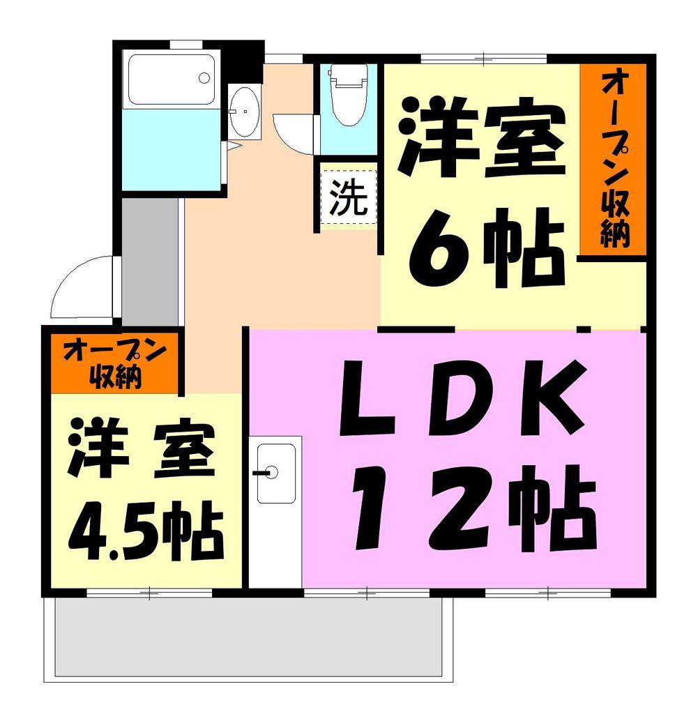 武里団地5街区1号棟(2LDK/4階)の間取り写真