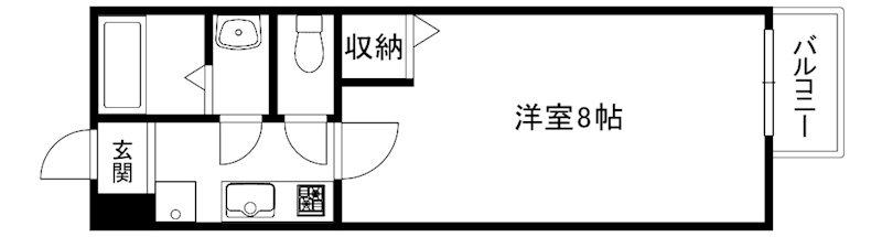 フラッティ龍大前(1K/3階)の間取り写真
