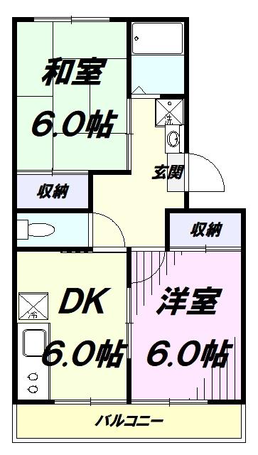太田コーポ(2DK/1階)の間取り写真