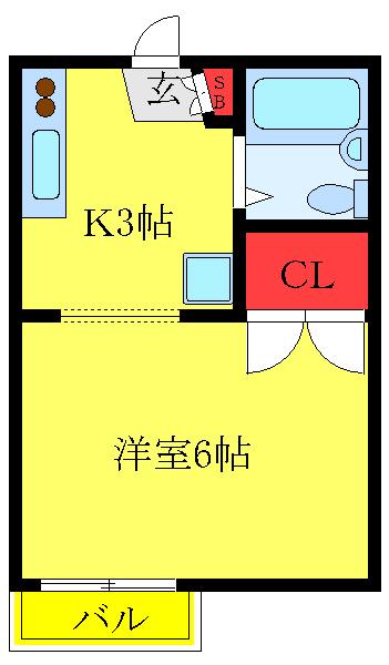 キャステル31(1K/2階)の間取り写真