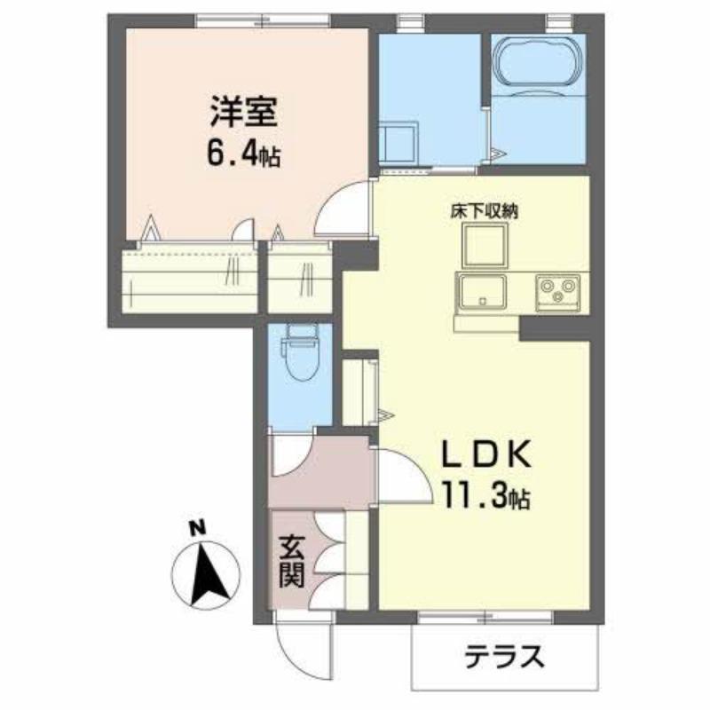 HEIGHTS ウエスト HILL(1LDK/1階)の間取り写真
