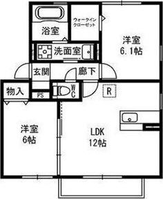 メゾンソレイユA(1LDK/2階)の間取り写真