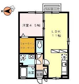 ラフィーネ(1LDK/2階)の間取り写真