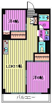 リブレス東浦和(2LDK/4階)の間取り写真