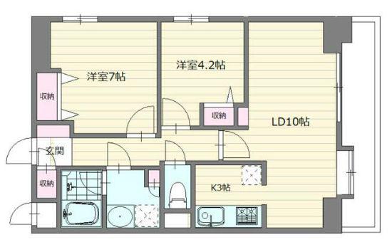 セントヒルズ神楽坂(2LDK/3階)の間取り写真