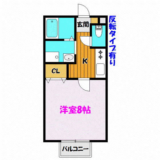 パセオ賀庄B(1K/2階)の間取り写真