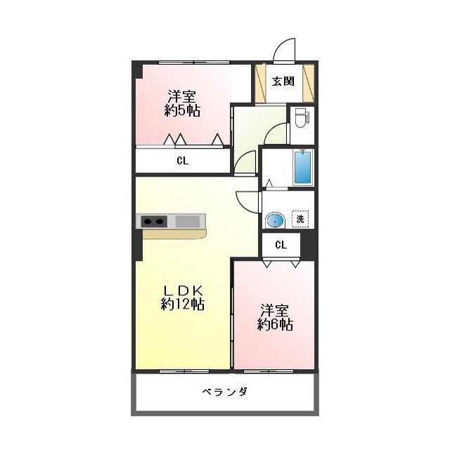 平和ビル(2LDK/5階)の間取り写真