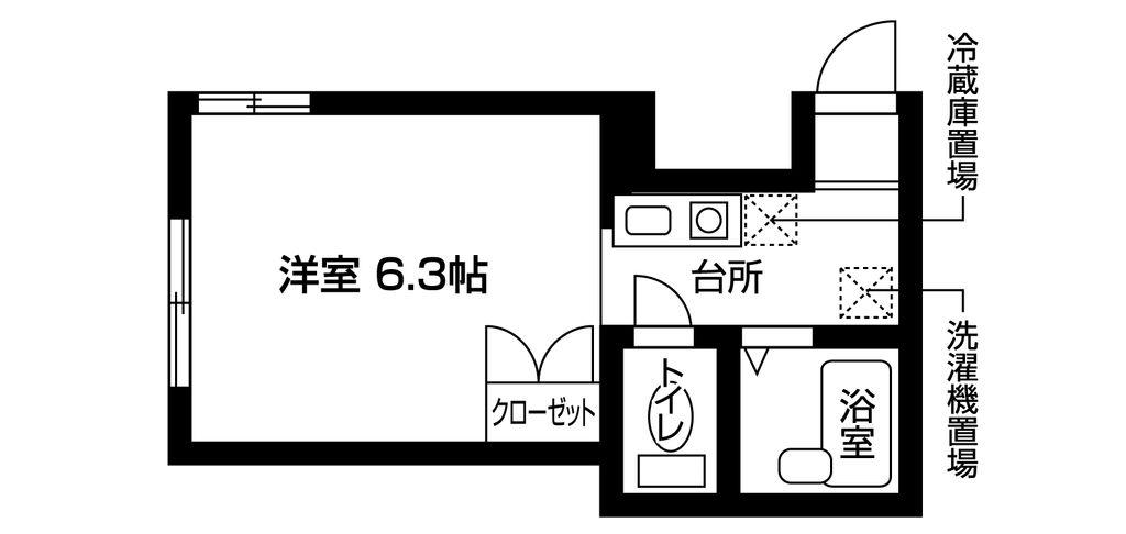 ドルフN(ワンルーム/1階)の間取り写真