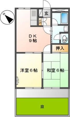 コーポイマージュA棟(2DK/1階)の間取り写真