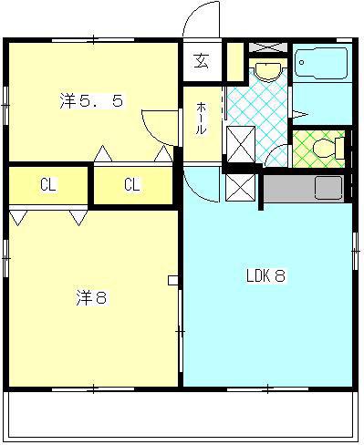 ゆすら梅II(2LDK/2階)の間取り写真