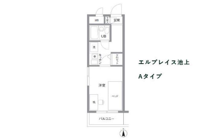 エルプレイス池上(1K/3階)の間取り写真