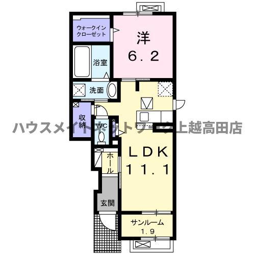 フォルトゥーナ(1LDK/1階)の間取り写真