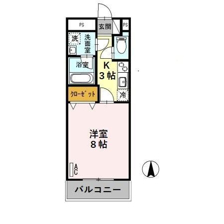 アメニティハイム(1K/2階)の間取り写真