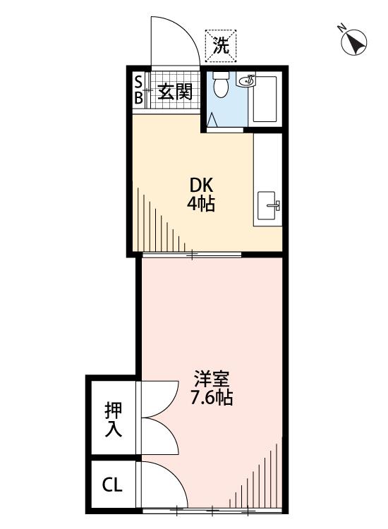プチシャトー若草(1DK/1階)の間取り写真