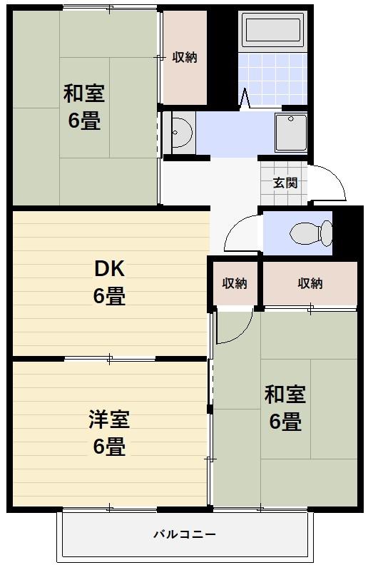 ドミール鴨井A(3DK/2階)の間取り写真