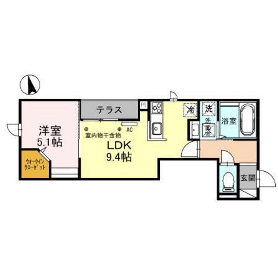 メゾン・ド・シュシュ永楽(1LDK/1階)の間取り写真