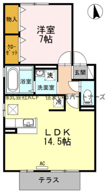 リビングタウン江戸屋敷D棟(1LDK/1階)の間取り写真