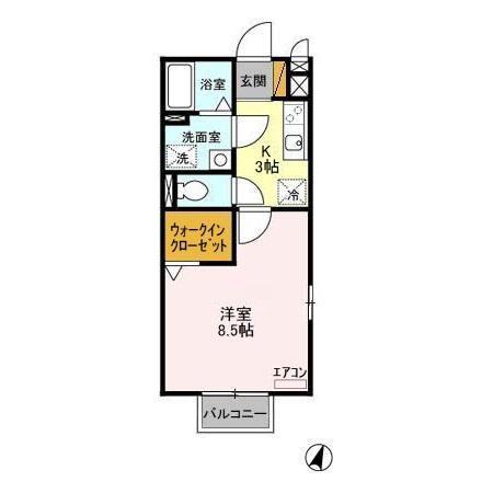 FELICE・青葉の杜A・B(1K/1階)の間取り写真