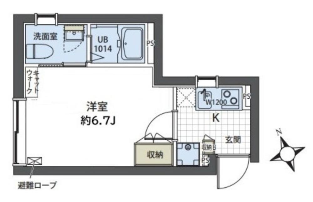 LIFEED CREAL広尾 ライフィードクリアルヒロオ(1K/2階)の間取り写真