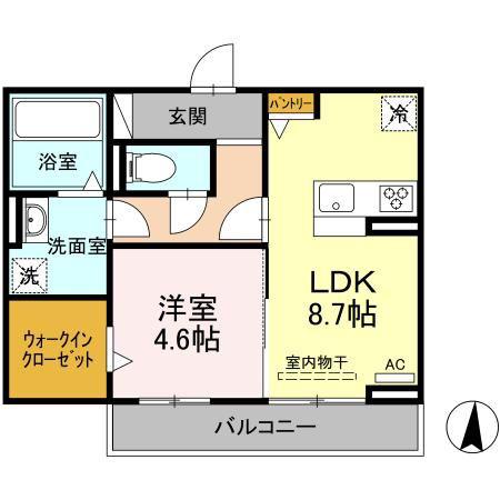 ドウエル(1LDK/2階)の間取り写真