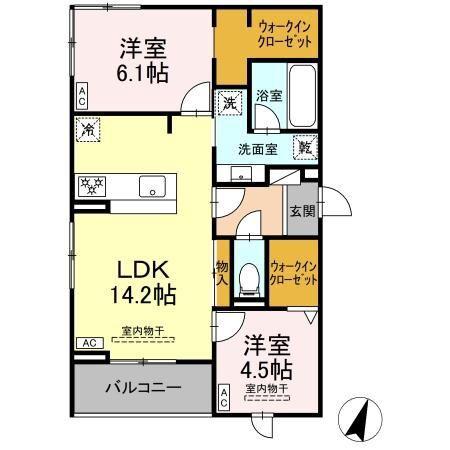 ル・グランさくら(2LDK/2階)の間取り写真