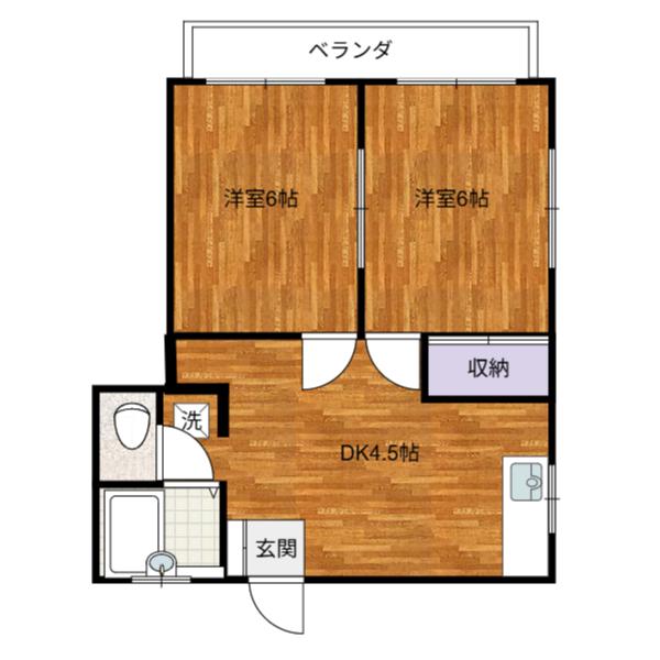 グランモア宮中2B(2DK/1階)の間取り写真