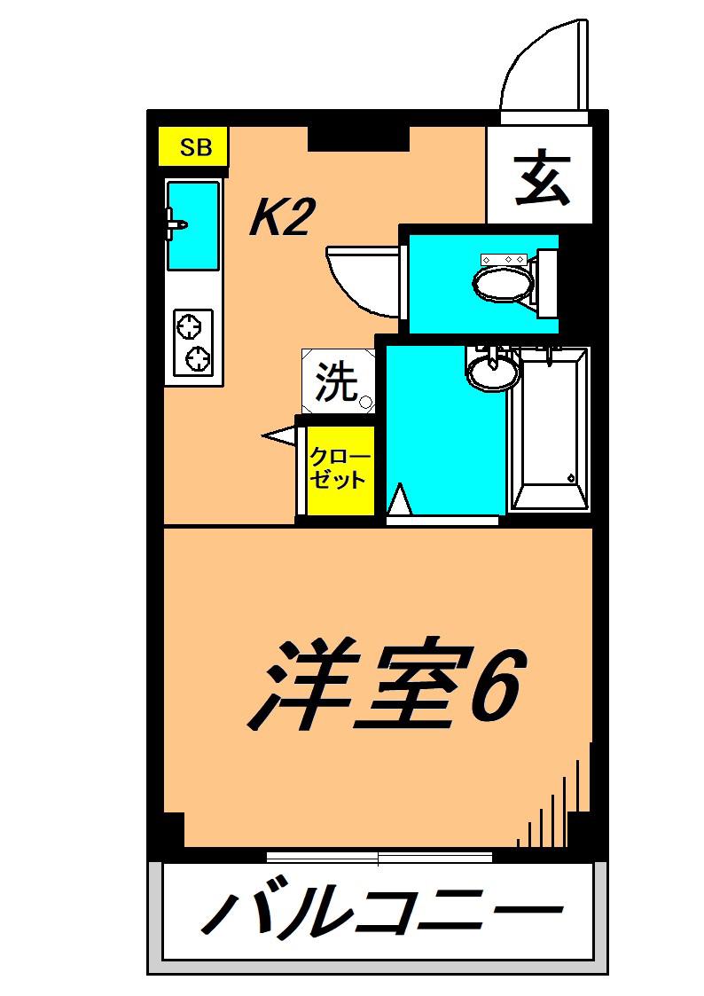 東進ビル(ワンルーム/2階)の間取り写真