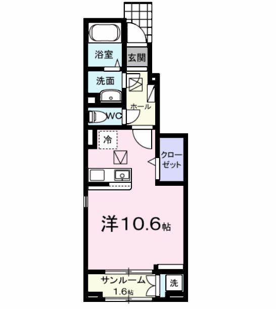 レンジ 雄町(ワンルーム/1階)の間取り写真