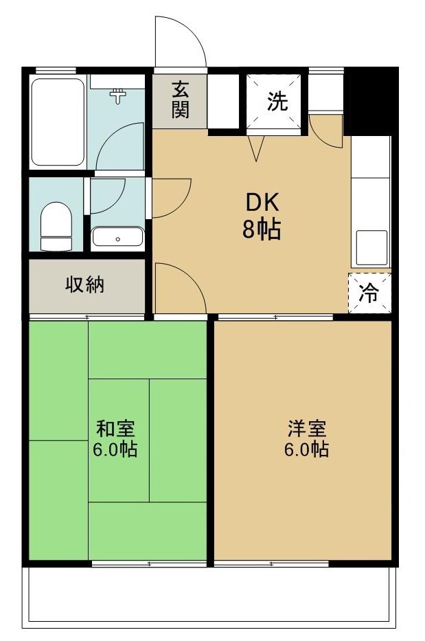 ビューハイムフジ(2DK/1階)の間取り写真